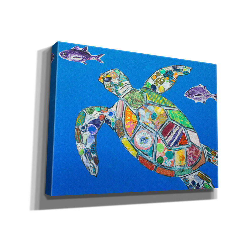 «Eyer Blue Sea Turtle» sur toile par St. Hilaire Elizabeth, reproduction, H 40 po x l 54 po x P 1,5 po
