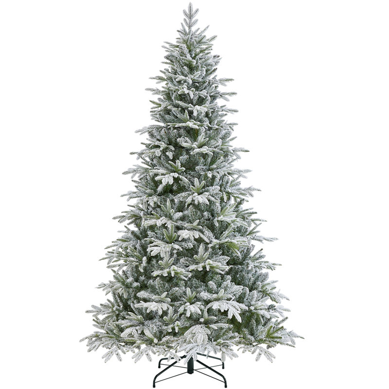 Pre-lit Snow Flocked Christmas Tree with Multicolored LED Lights of 9 Light Modes, 7.5'