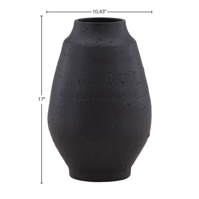 Gannon 17" Tall Terracotta Vase, Black
