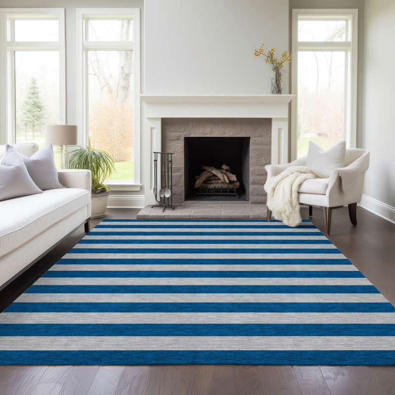 Stalcup Washable Striped Indoor / Outdoor Rug, Rectangle 8' x 10'
