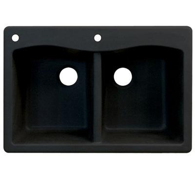 Aversa 33'' L Drop-In Double Bowl Granite Kitchen Sink