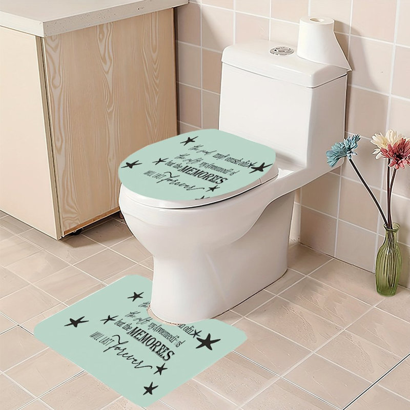 Ensemble de tapis pour salle de bain 2 pièces Beige Beach Quote
