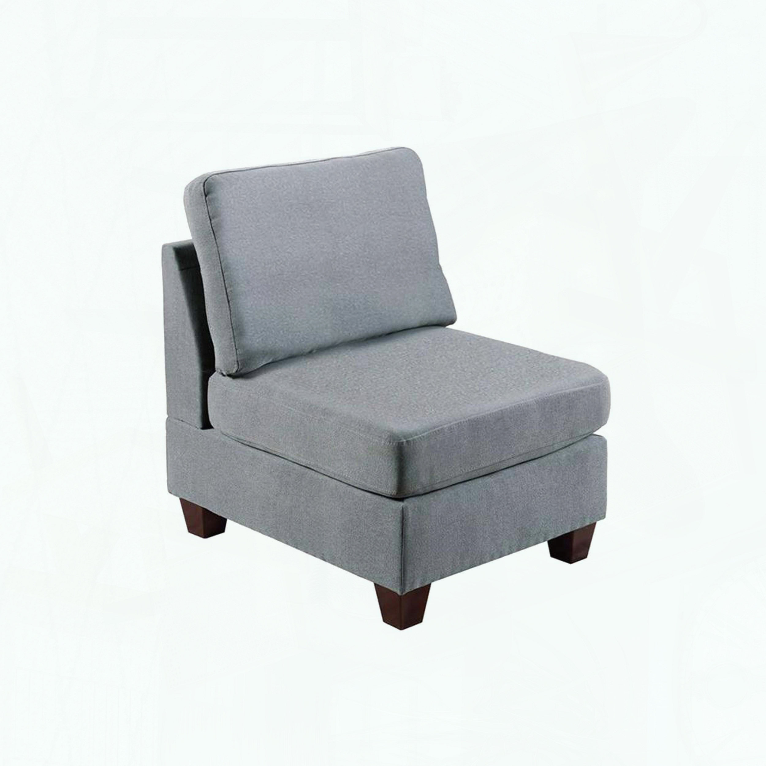 Ebern Designs Armless Chair – Black Coffee Linen-Like Fabric – Wooden ...