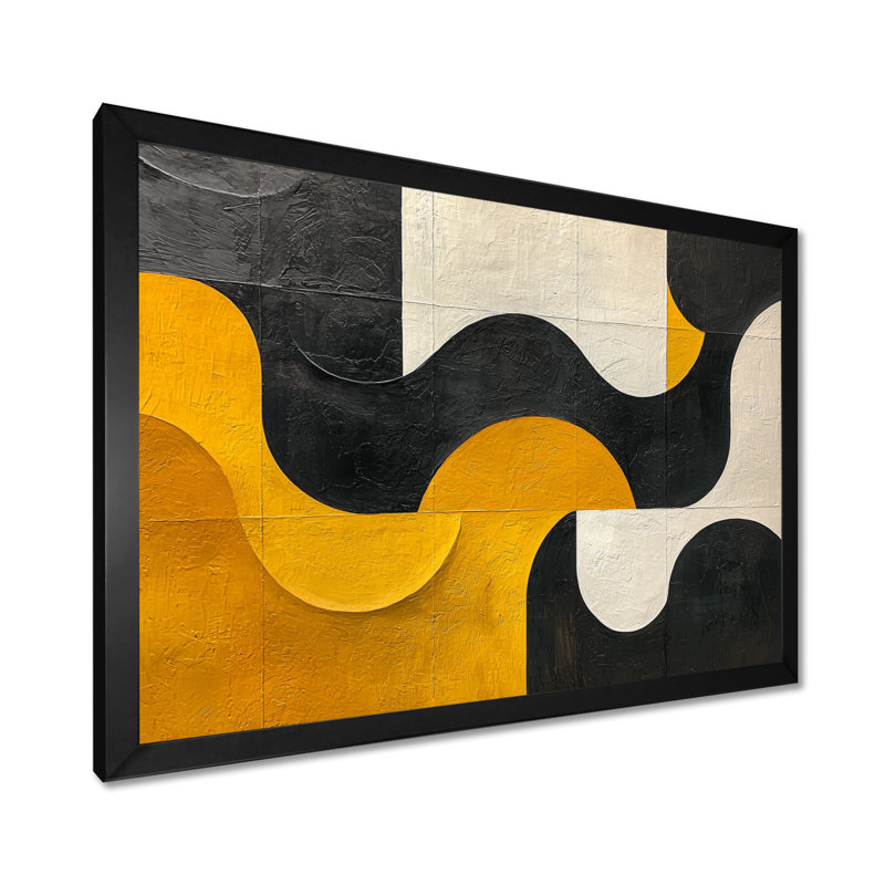 Nonce gris et noir, formes abstraites, Reflections I - formes abstraites, art mural, H 30 po x l 40 po, Cadre simple, Noir