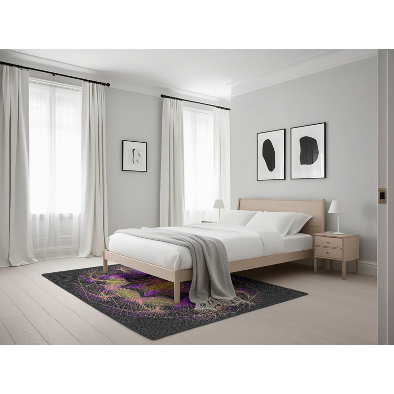 Tapis noir/beige à tisser électrique, Rectangle 5 pi x 7 pi
