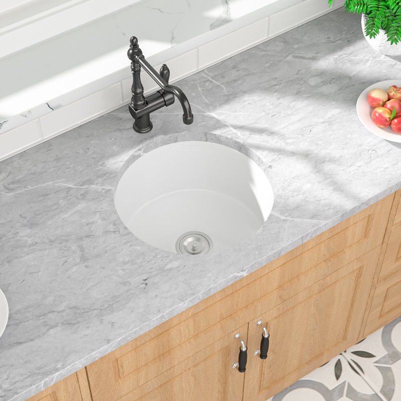 Évier de cuisine encastré en argile réfractaire à cuve simple en céramique avec grille inférieure L 18 po x l 18 po