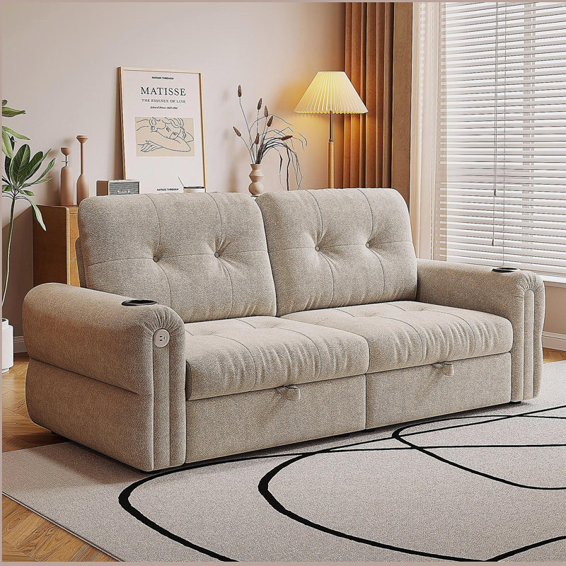 Il s'agit d'un canapé multifonctionnel, d'un canapé-lit convertible de 77 pouces et d'une pièce 2-en-1 qui convient à la fois pour s'asseoir et se coucher. Fabriqué en tissu Sheneyron, il convient aux salons, chambres à coucher