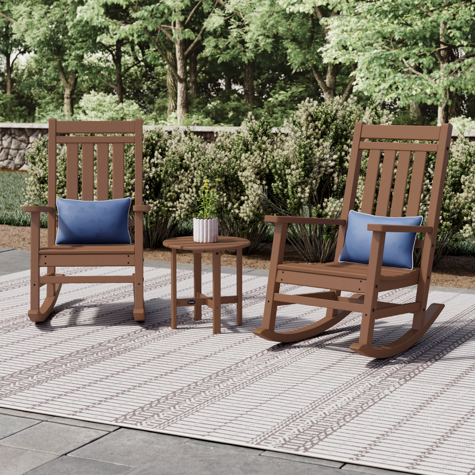 POLYWOOD® Rocker 2-Person Patio Seating Group, Teak