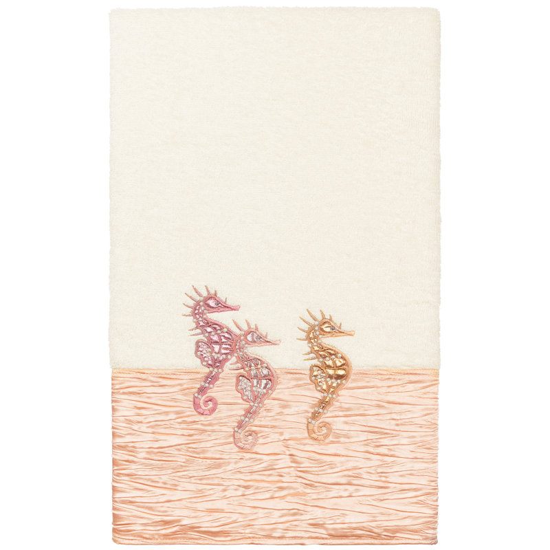 Ensemble de serviettes en coton Sofia, Corail, Ensemble 3 serviettes de bain