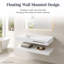 Lavabo de salle de bain flottant mural en résine 48 po avec vasque en forme de V, tablette ouverte et siphon en P inclus-1077698535-1077698531
