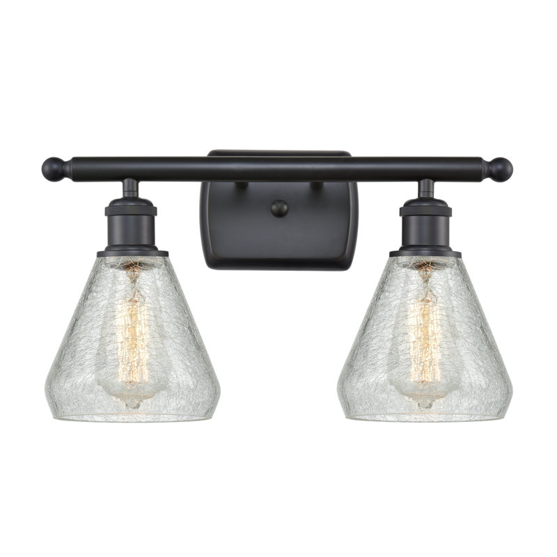 Berlin 2 - Light Dimmable Vanity Light, Clear Crackle, Matte Black, 6 Watt Vinage LED Bulb