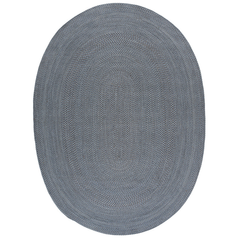 Tapis de couleur unie en coton tissé à la main Garbrand, Ovale 9 pi x 12 pi