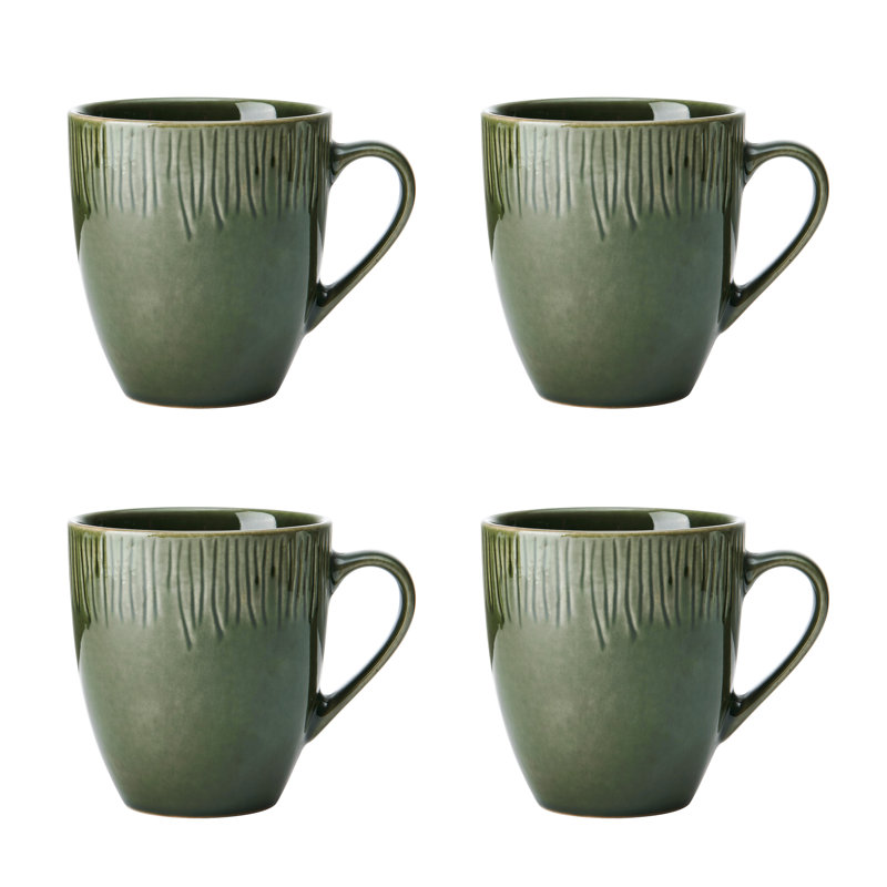 Mikasa Jardin Midnight Stoneware Mugs, 420ml, Green