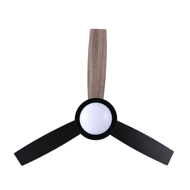 Ventilateur de plafond 52 po avec 3 pales réversibles et télécommande, Noir mat, Brun / Gris