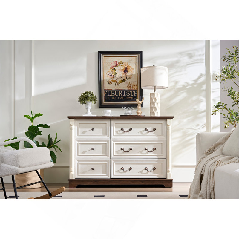 Charming Rustic 6-Drawer Dresser For Versatile Storage And Style