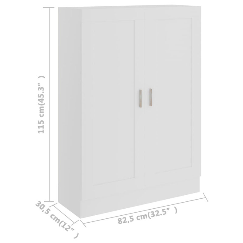 Bookshelf Book Cabinet Storage Cupboard File Cabinet Engineered Wood, White