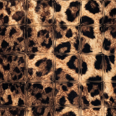 Peel and Stick Wallpaper Leopard Print Glass Overlay Warm Brown Tones Contact Paper Removable Self Adhesive Wall Mural Wall Decor for Bedroom Kitchen Cabinets 24in x 118in