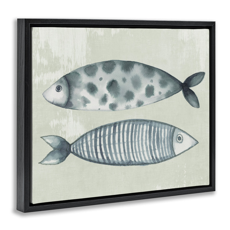 Cadre flottant à pois et rayures, design par Eli Jones, Cadre flottant noir de jais, 17" H x 21" W