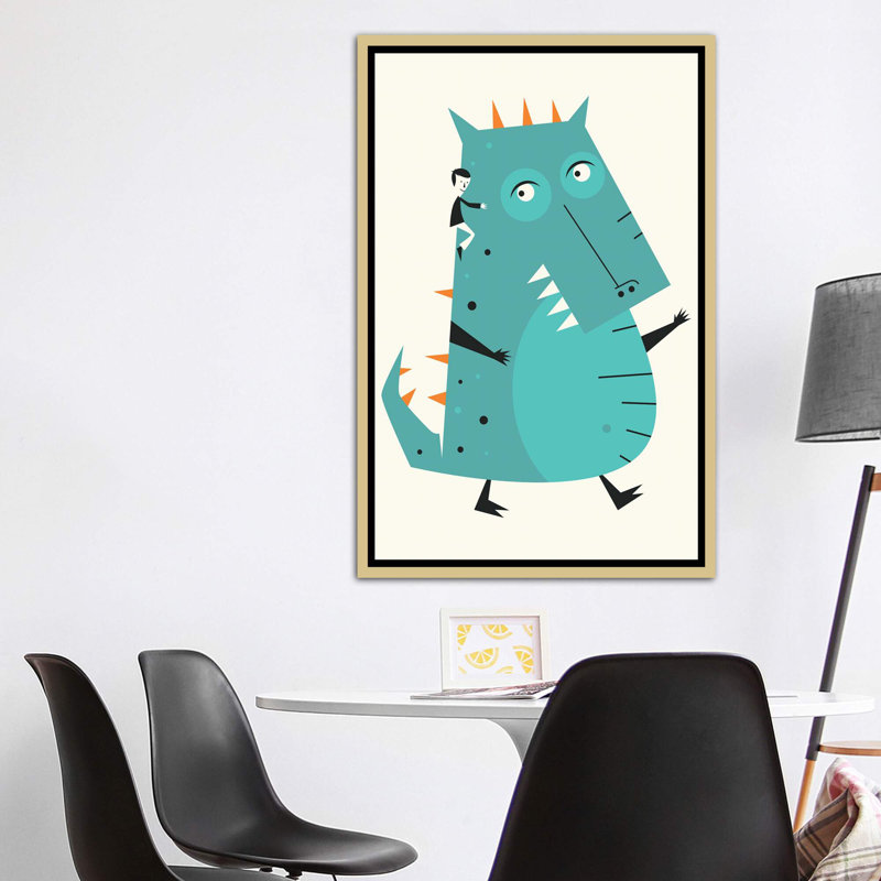 Monstre III - Imprimé, Papier encadré doré, Pas de tapis, H 60 po x l 40po x P 1,5 po
