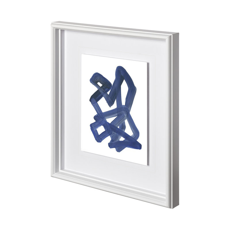 "Continu Blue 3" par Lora Gold, reproduction d'art encadrée et texturée encadrée sous verre, Bleu, Continuous Blue 1