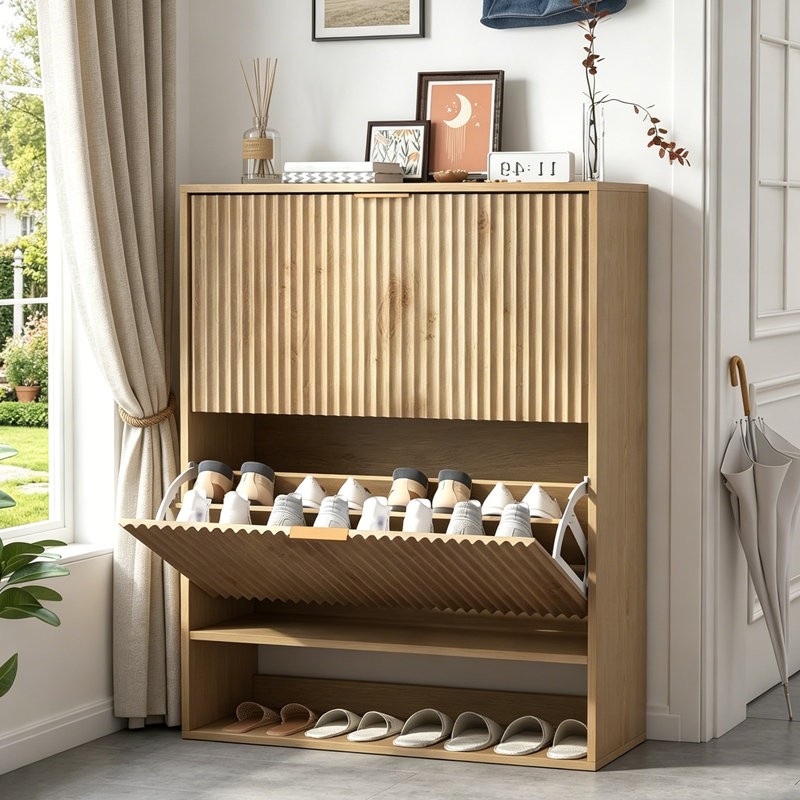 Meuble de rangement pour chaussures Slim, Bois naturel