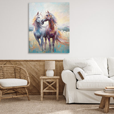 Galloping Horse Pair Canvas Wall Art by Ramona Murdock