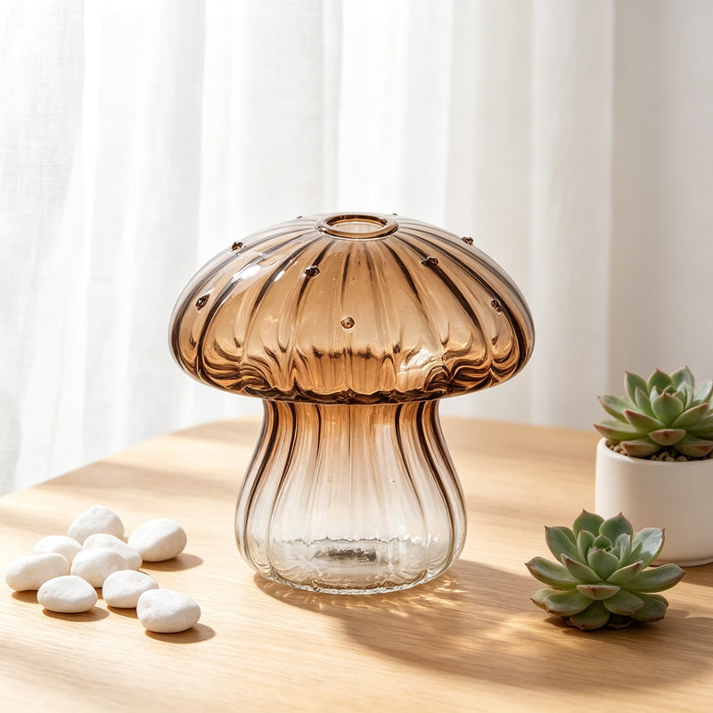 Ensemble de 5 vases en verre Amber en verre, mini vases à bourgeons uniques pour centres de table, vases décoratifs pour fleurs, décor de vase plante Funky