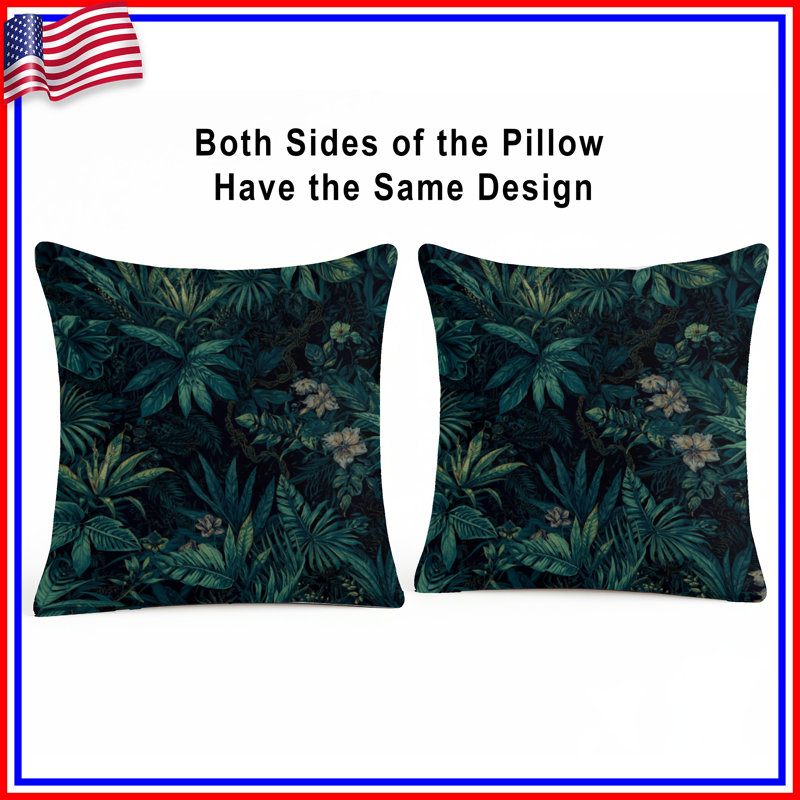 Dense Tropical Foliage Double Sided Throw Pillows, 18 x 18 inches