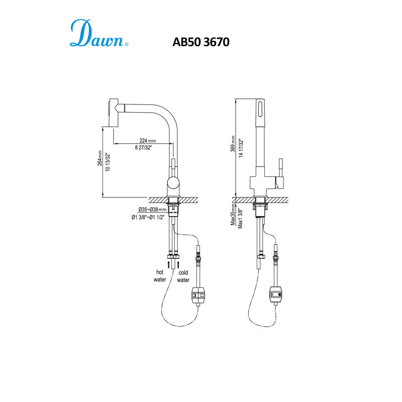 Dawn USA Pull Out Kitchen Faucet, Chrome