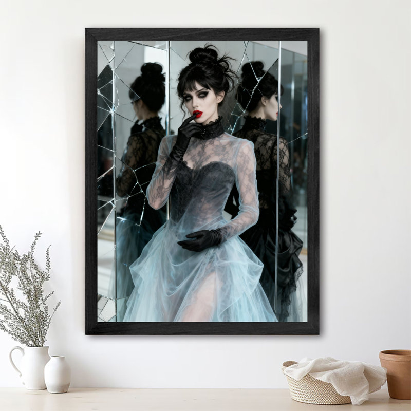 «Black», encadré noir, rétro, gothique romantique, dames et crâne, art mural, impressions de style rétro, H 11 po x l 9 po
