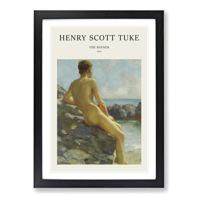 The Bather by Henry Scott Tuke - Picture Frame Painting, Black Framed, 48cm H x 36cm W x 2cm D