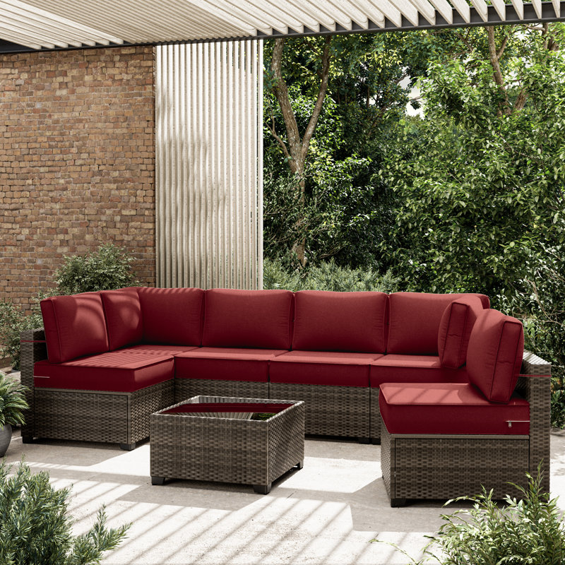Outdoor 5" Replacement Cushion Set Seat/Back Cushions (Set Of 6 Cushions, 6 Backrests, 2 Corner Cushions)-Cushion Set Only