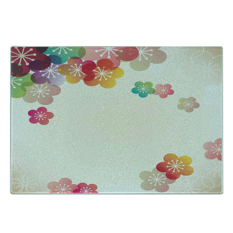 Multicolore planche à découper en verre trempé Ambesonne, art japonais abstrait