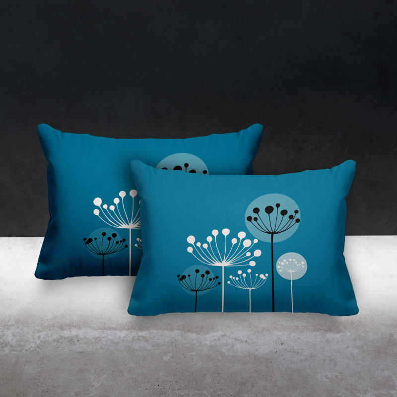 Polyester / Mélange de polyester Housse de coussin rectangulaire intérieure / extérieure lombaire et insert, Turquoise