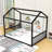 Metal Floor Bed With House-Shaped And Guardrails-23971056-23971059