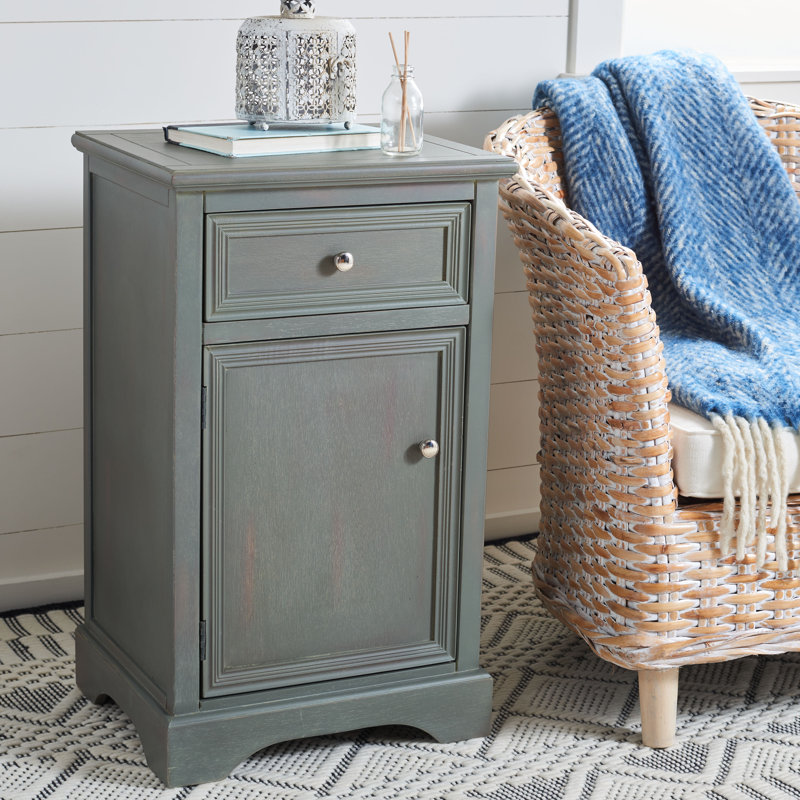 Evangelyne Solid Wood End Table with Storage, French Gray