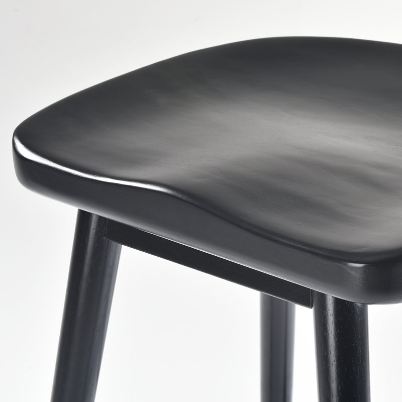 Tabouret de bar en bois massif Danel, Noir, Tabouret de bar (siège d'une hauteur de 30,3 po)