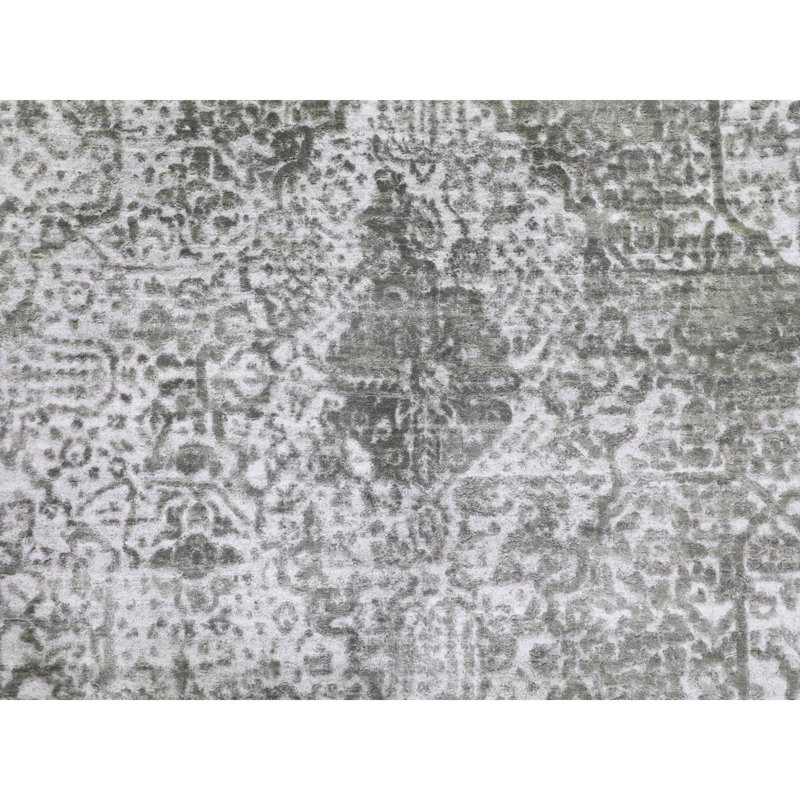 Tapis décoratif noué à la main gris New Age de conception unique 6 pi x 9 pi