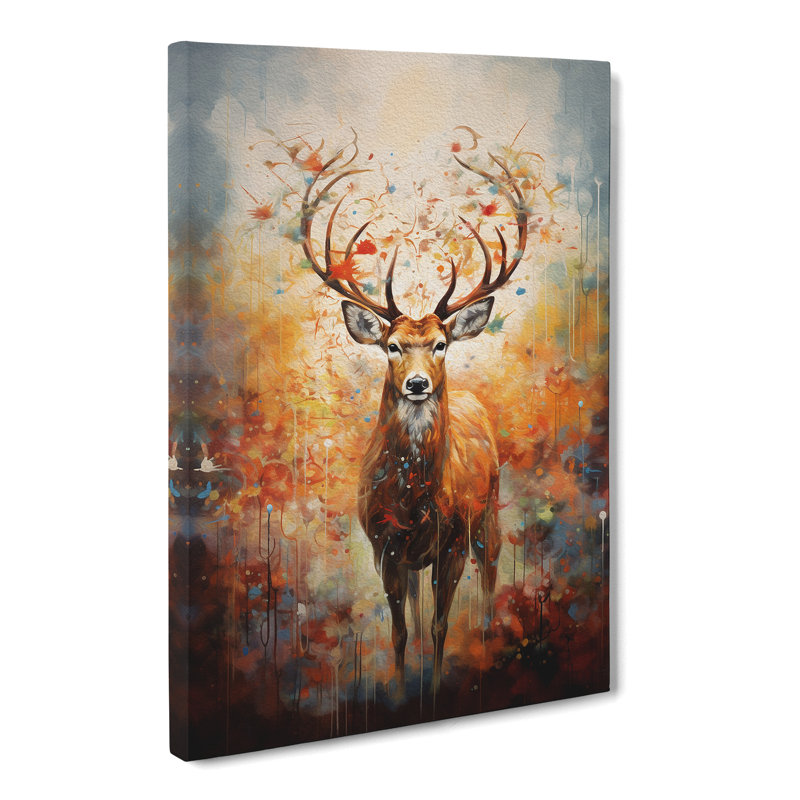 Deer Modern - Wrapped Canvas Print, 50cm H x 35cm W x 3cm D