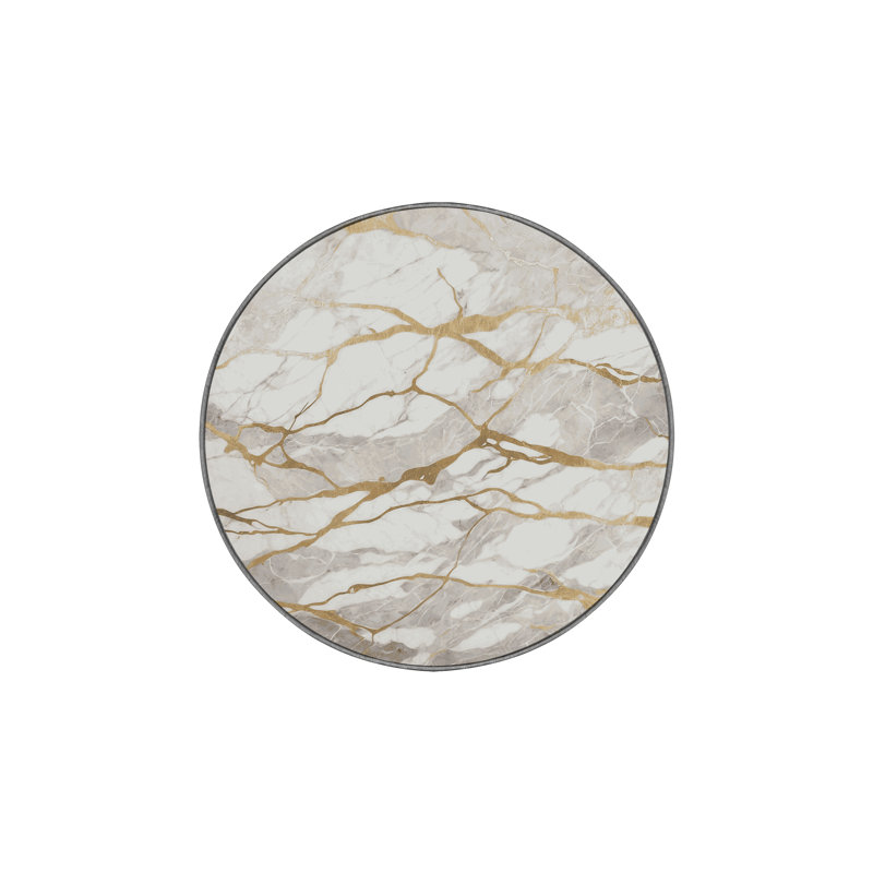 Machine Washable Grey Area Rug, Round 4'