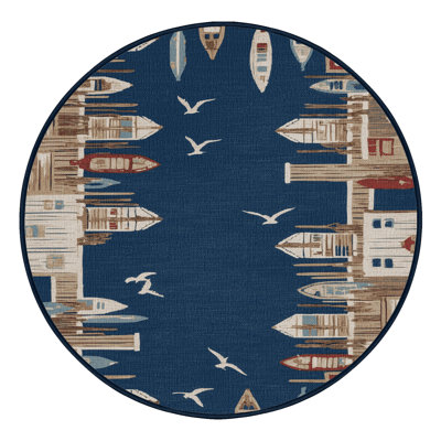  Washable Harbour Scenes Nautical Area Rug