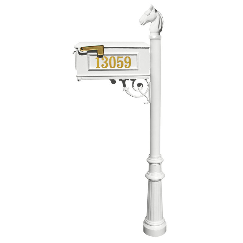Boîte aux lettres montée sur poteau Lewiston, Blanc, Oui