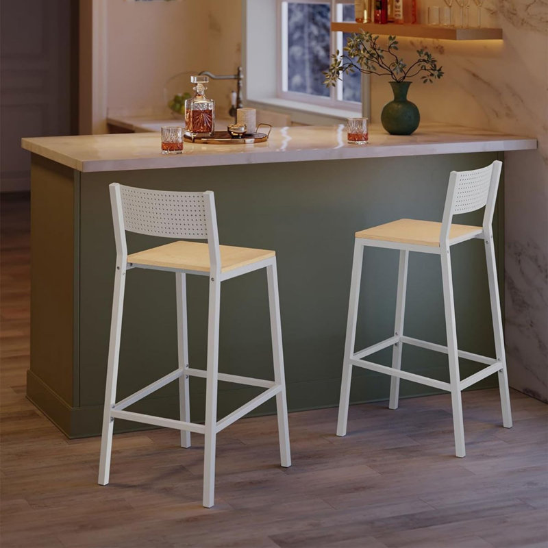 Chaise de bar, pour cuisine, salle à manger, bureau, industriel, DDF1599ECB12497FB2DC8DE3AE0740BD, Chêne beige / blanc, 2