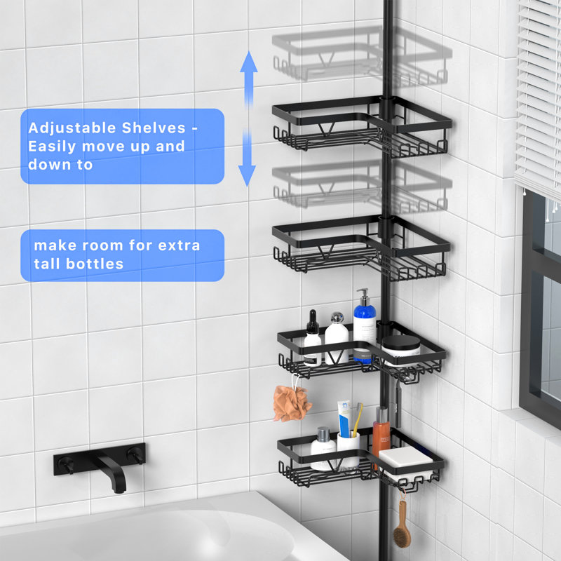 Coin de support de douche antirouille pour salle de bain, organisateur de coin de salle de bain réglable