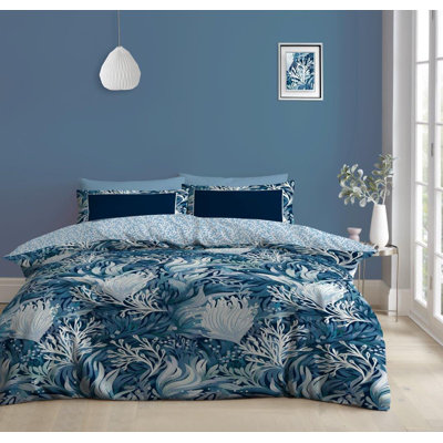 Soft Printed Polycotton Bedding Set with Duvet Cover Matching Fitted Sheet and Pillowcases Cotton Blend Breathable Bedding