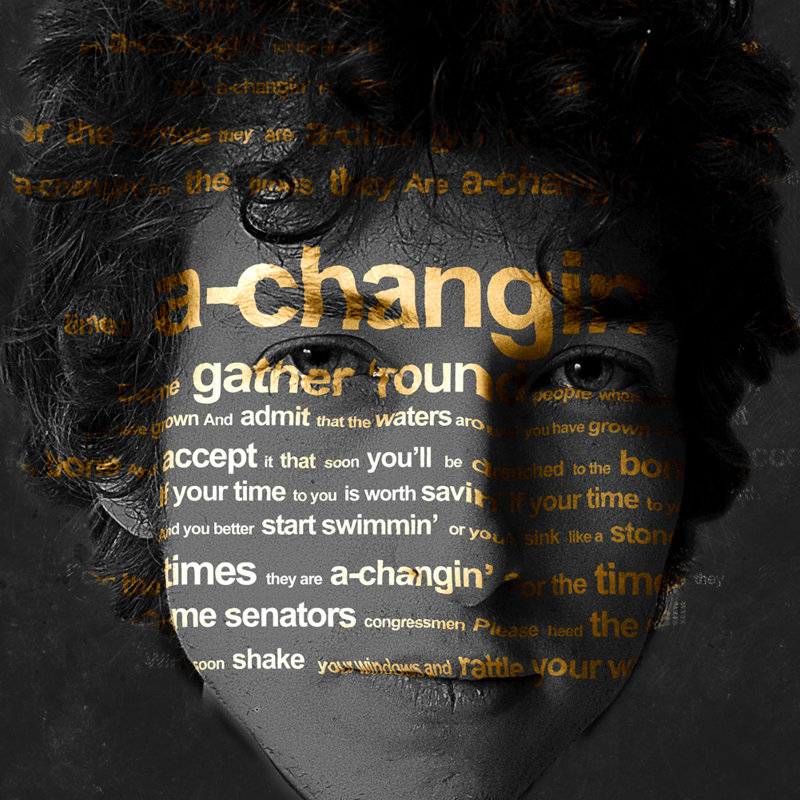 «Bob Dylan Times Achangin» par Stephen Chambers - photographie sur toile tendue, H 15 po x l 15 po x P 1,5 po
