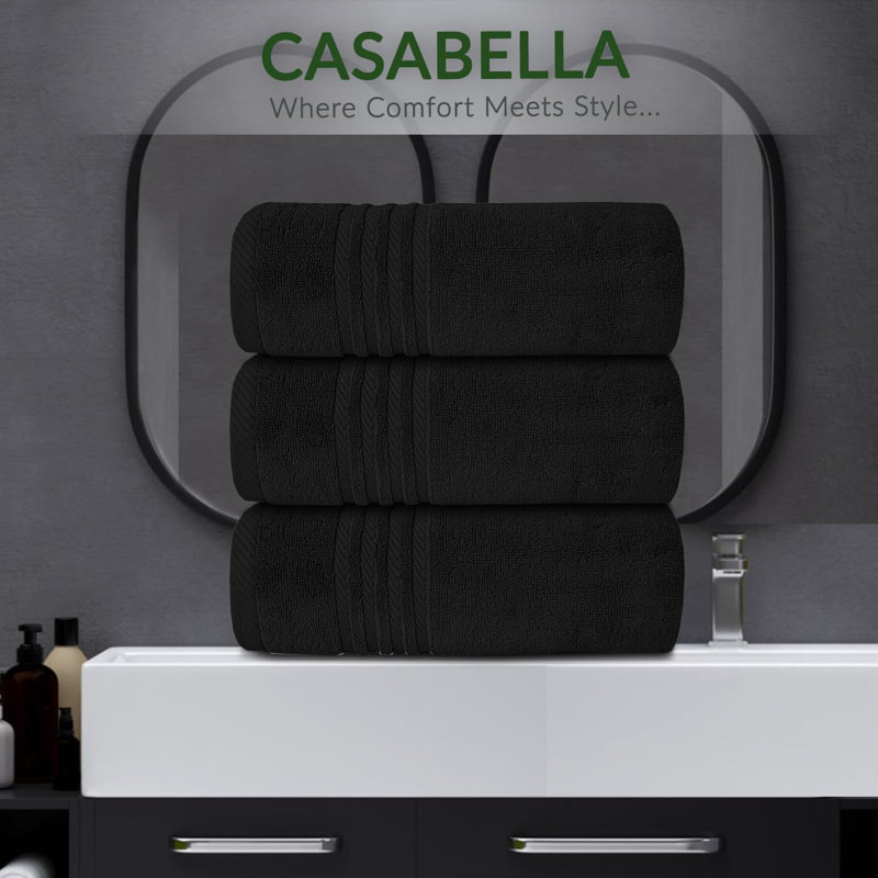 3Pk Zero Twist Large Bath sheet 80x140, Black