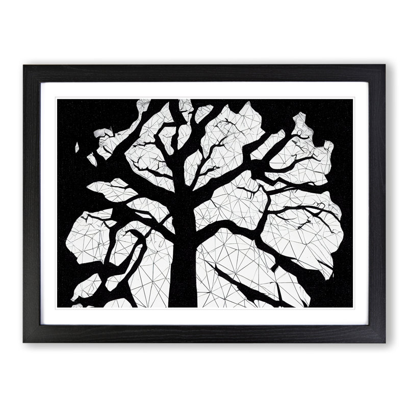 Mystical Tree - Single Picture Frame Print, Black, 46cm H x 64cm W