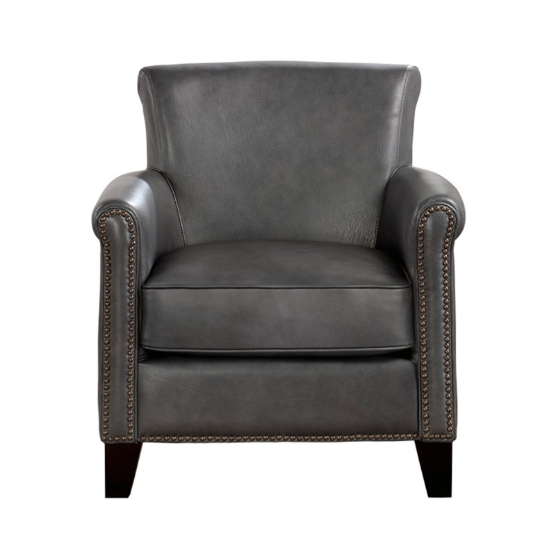 Fauteuil Gurtaran, Cuir véritable gris clair