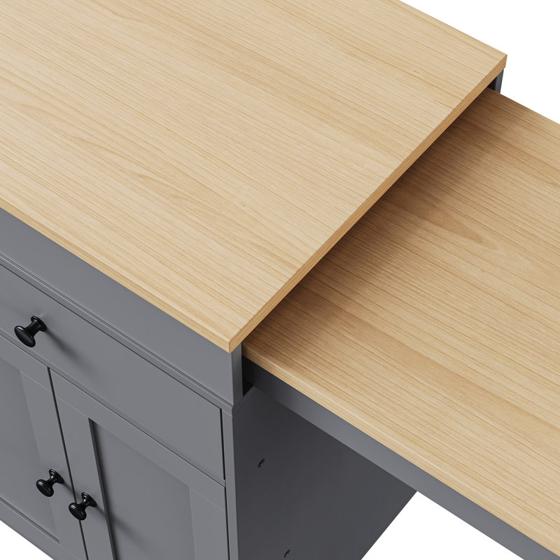 Ensemble d'îlot de cuisine 3 pièces avec 2 tabourets, table de salle à manger en bois